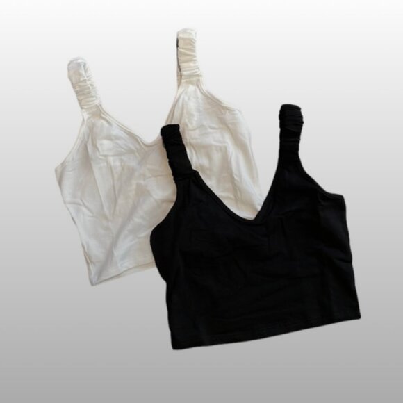 NWT Miss Selfridge Ruched Strap 2 Pair V Neck Crop Tops - Picture 5 of 8